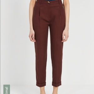 Frank & Oak Textured TENCEL® Trousers in Burgundy
